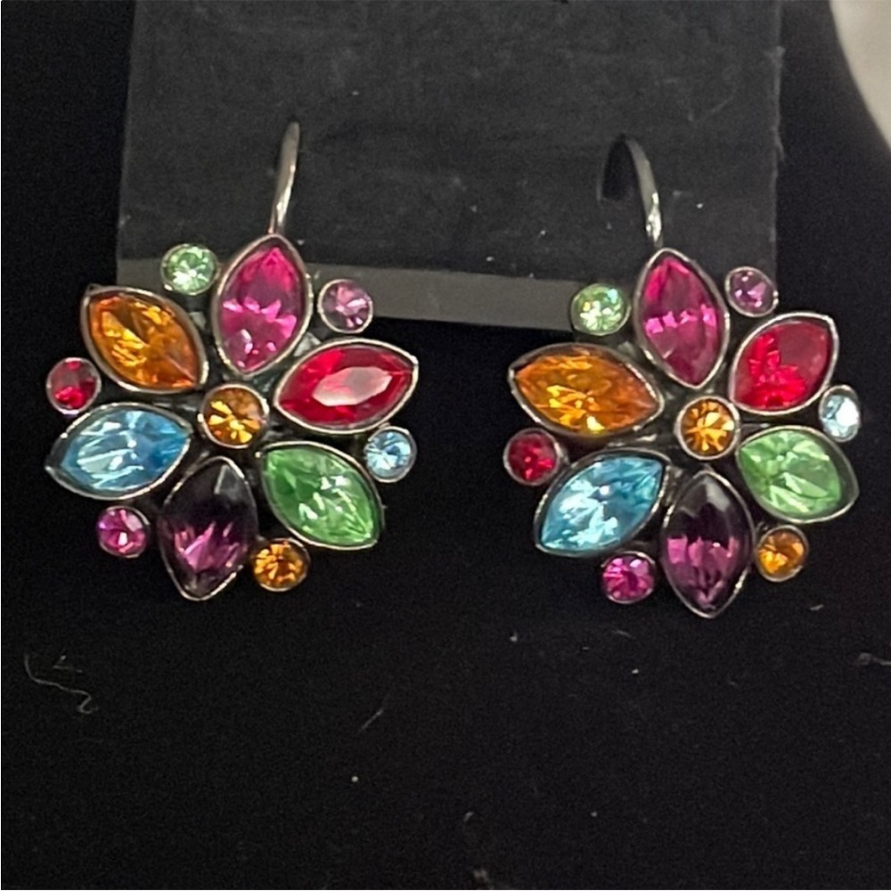 Vintage Joan rivers Colorful Gemstone Flower Earrings